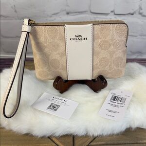 Coach NWT Tan and Beige Wristlet